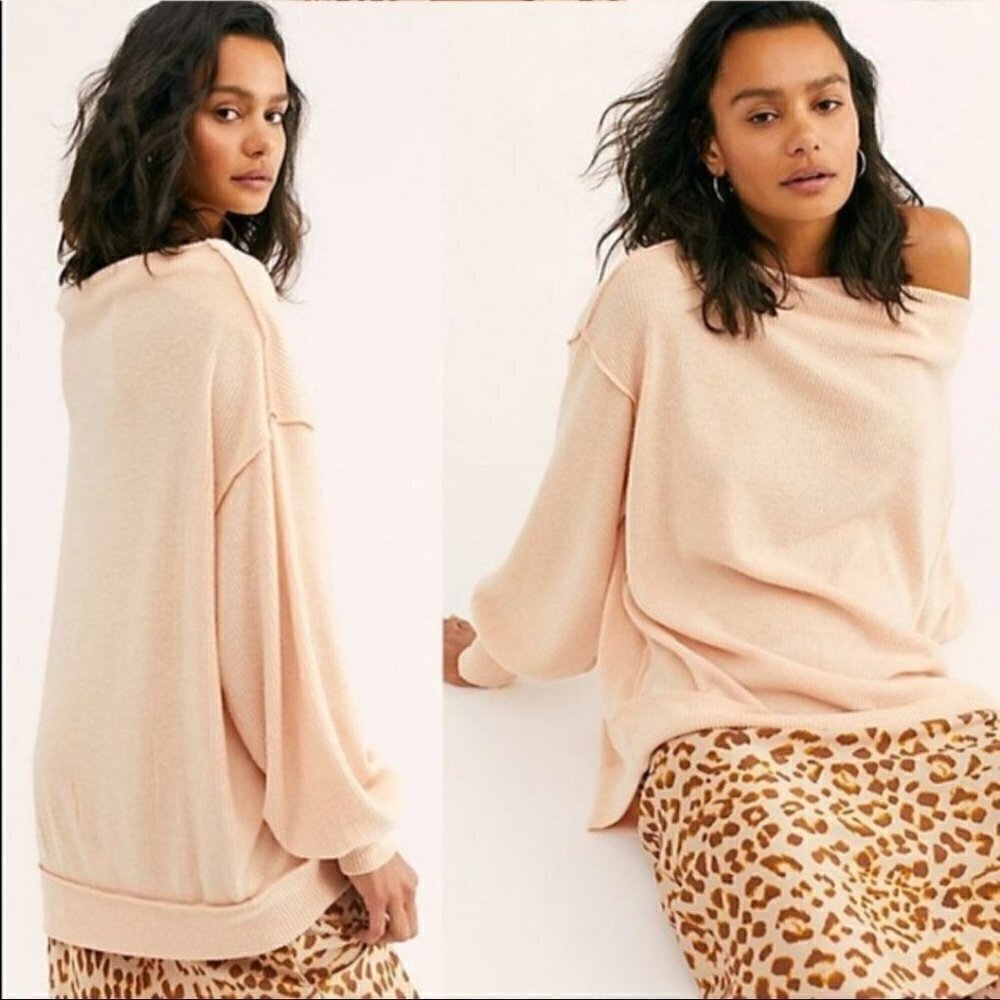 FREE PEOPLE We The Free Main Squeeze Brushed Hacci Top in Nectar